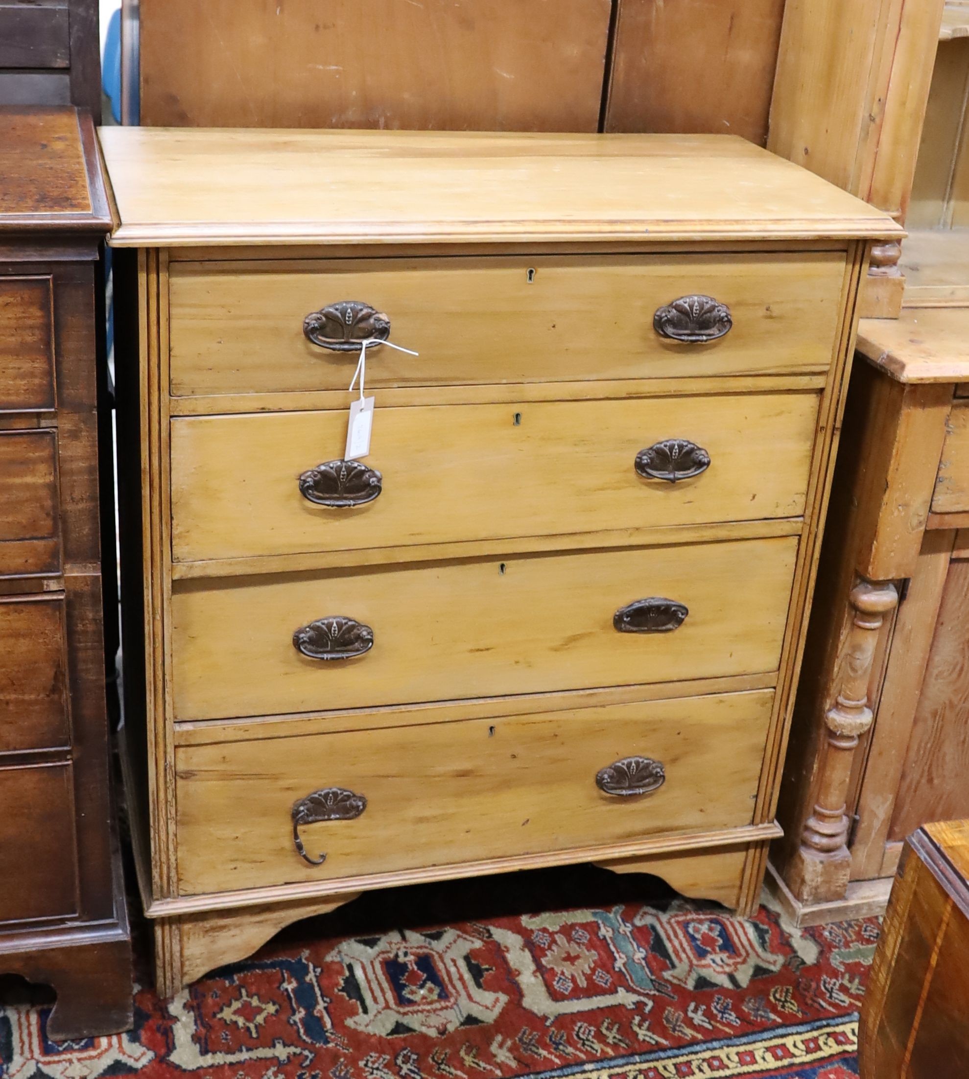 An Edwardian satin walnut chest, width 91cm, depth 45cm, height 104cm